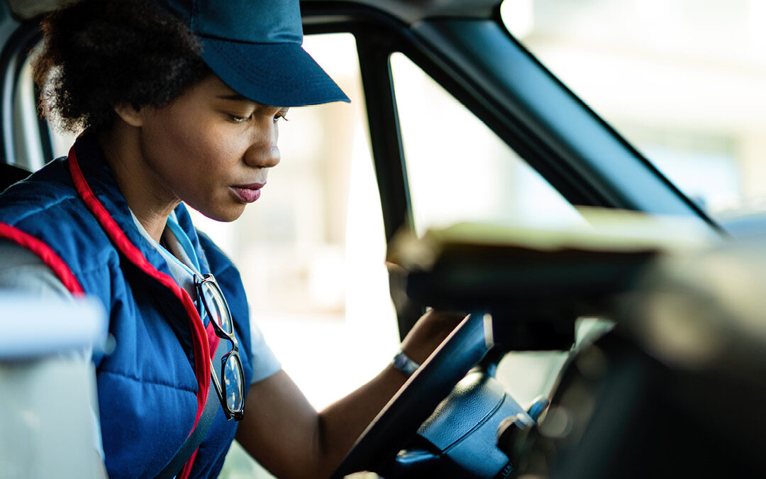 woman driver in cabin