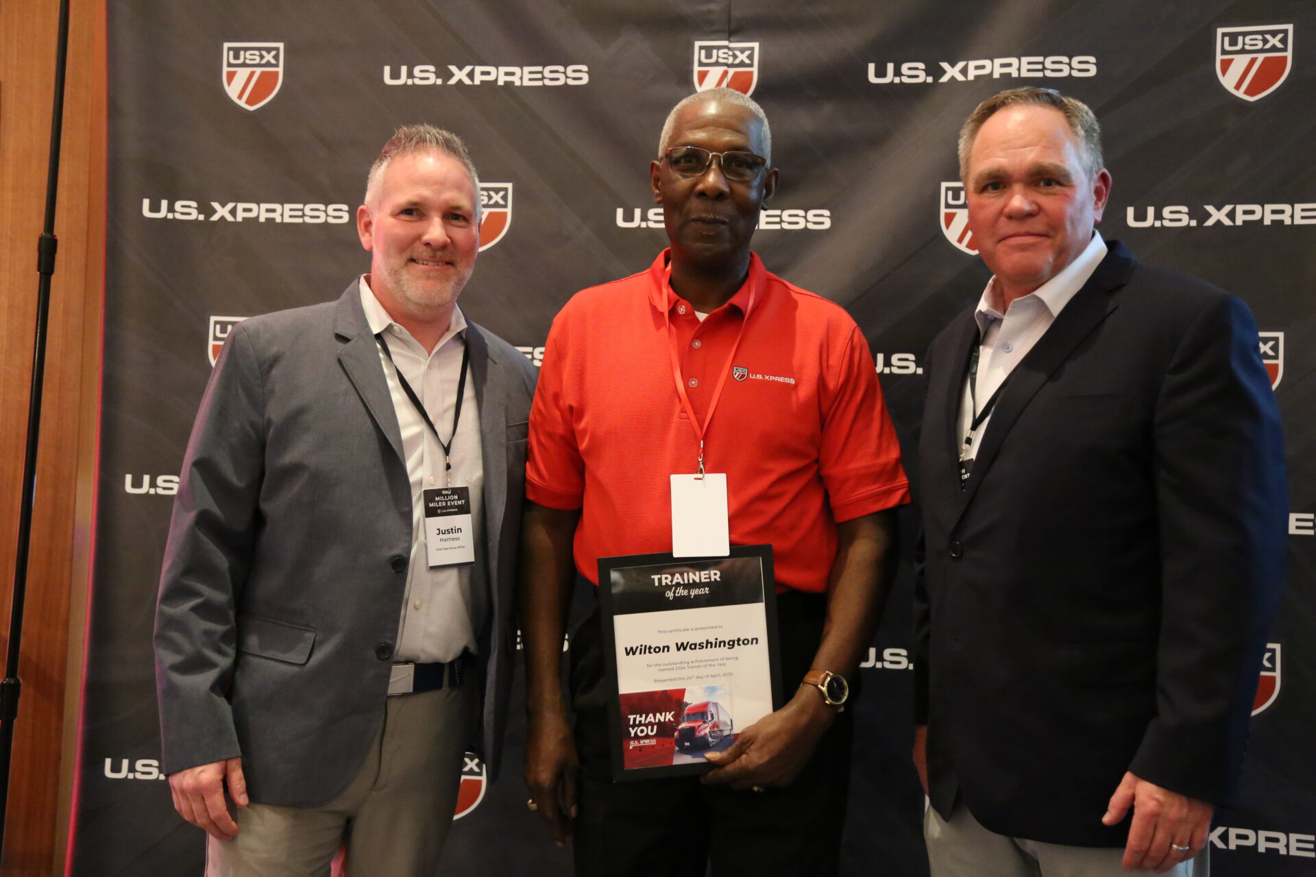 professional truck driver receiving safe driving award