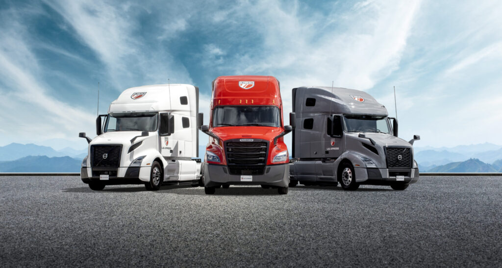 A lineup of U.S. Xpress trucks