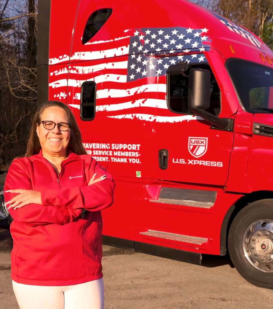 Military truck spotlighting our veteran programs